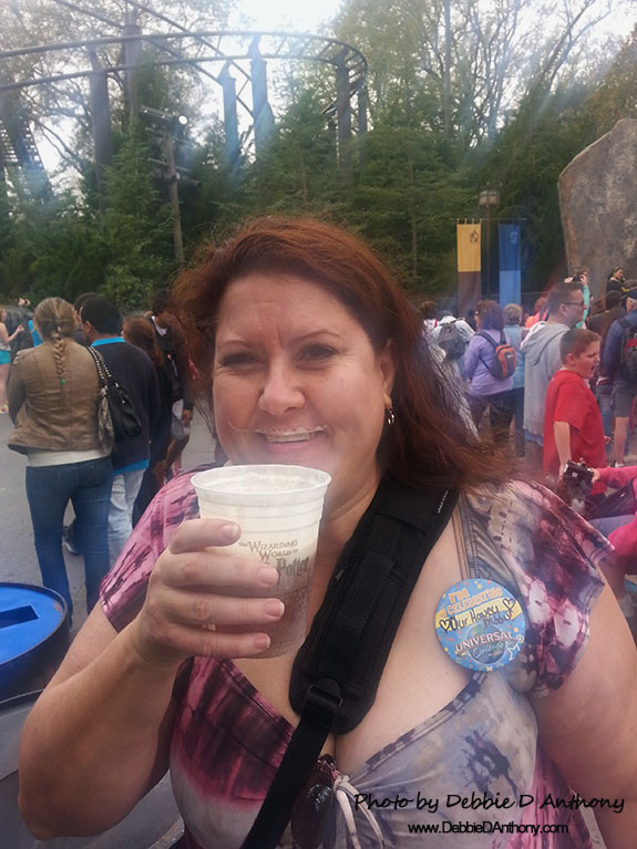 Enjoying Butterbeer at Universal Studios Florida